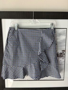 Polo Golf Ralph Lauren Skort Womens 0 Navy Gingham Ruffle Tennis Golf Preppy